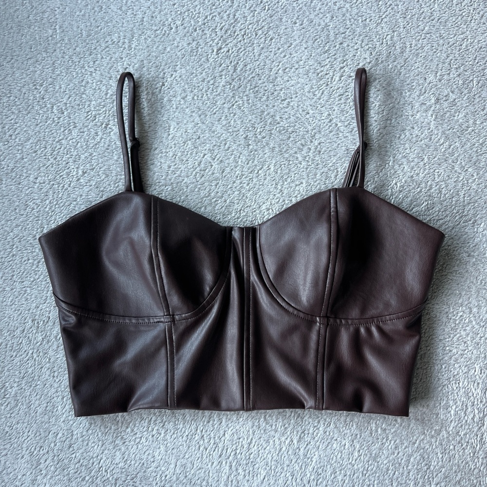 Express Body Contour Faux Leather Corset Top